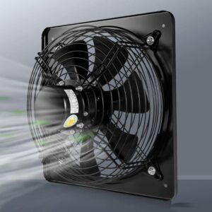 10 in Low Speed 220V Square Axial Flow Exhaust Fan Black 1400rpm With Double Mesh Cover for Ventilation Systems